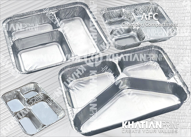 compartment chamber aluminium aluminum alu foil food container box | khatian print